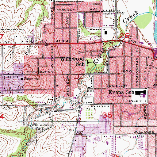 Topographic Map of Bethany Baptist Church, IA