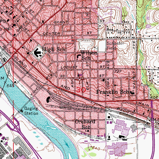 Topographic Map of Sacred Heart School, IA