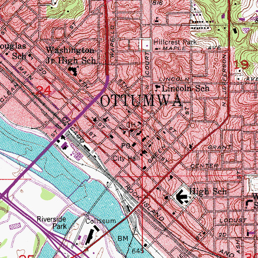 Topographic Map of Wapello County Courthouse, IA