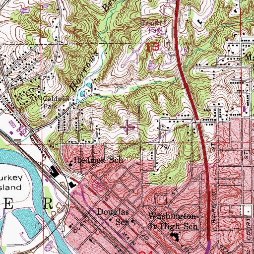 Topographic Map of James Elementary School, IA
