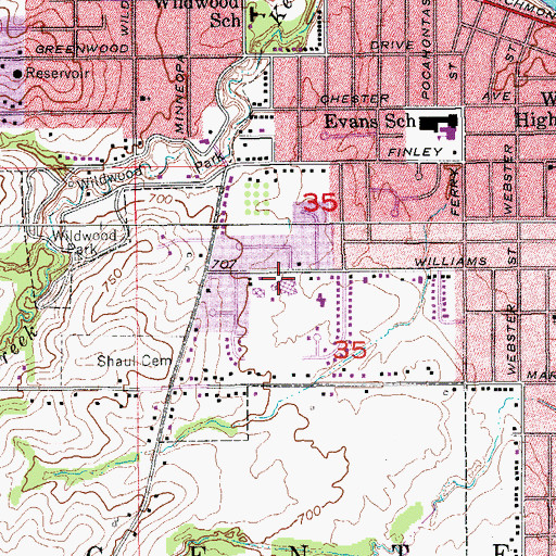 Topographic Map of Pickwick Elementary School, IA