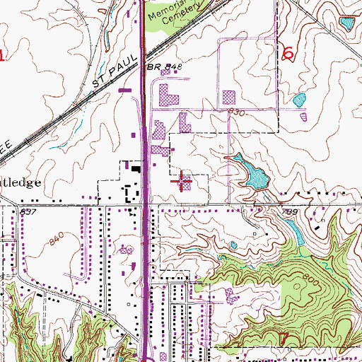 Topographic Map of South Prairie Area School, IA