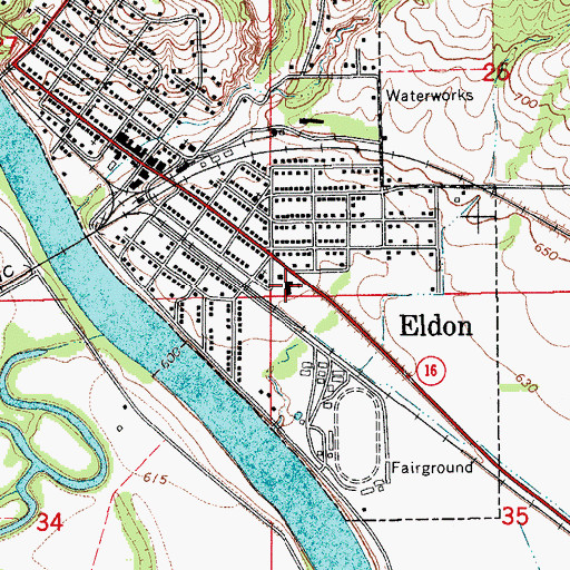 Topographic Map of Cardinal Elementary School, IA