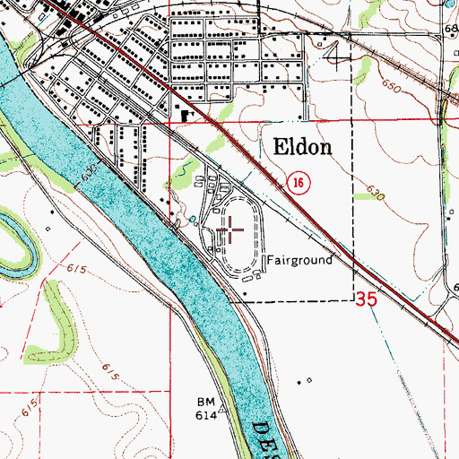 Topographic Map of Wapello County Fairgrounds, IA