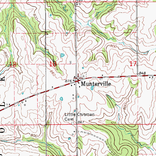 Topographic Map of Munterville Lutheran Church, IA