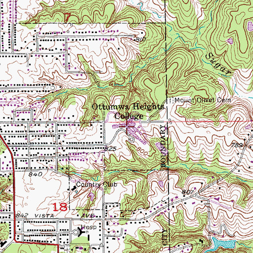 Topographic Map of Appanoose Hall, IA