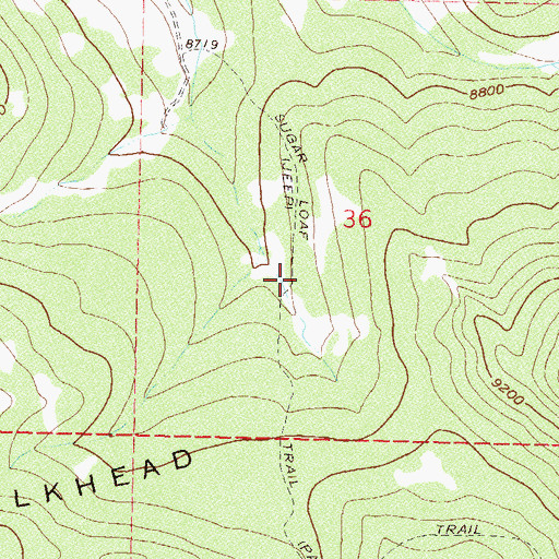 Topographic Map of Sugar Loaf Trail, CO