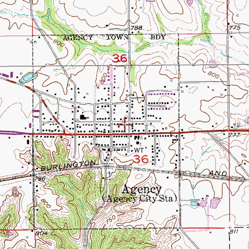 Topographic Map of Agency United Methodist Church, IA