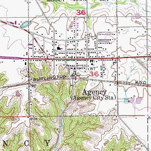 Topographic Map of Agency, IA