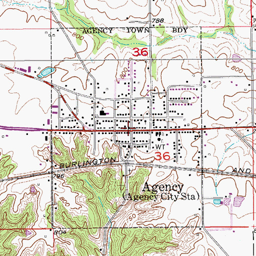Topographic Map of Agency Public Library, IA