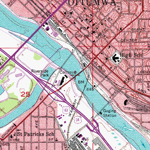Topographic Map of Jefferson Street Viaduct, IA