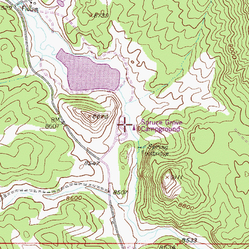 Topographic Map of Spruce Grove Campground, CO