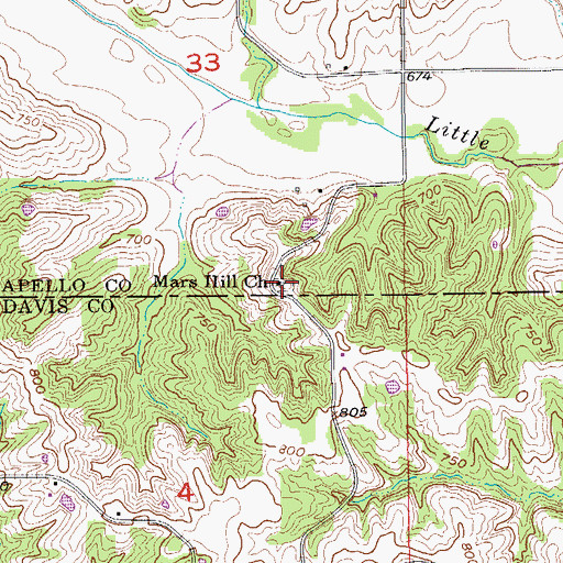 Topographic Map of Mars Hill Cemetery, IA