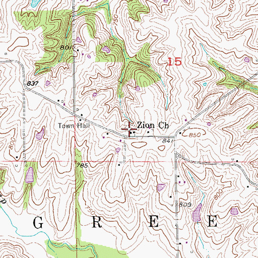 Topographic Map of Zion Cemetery, IA
