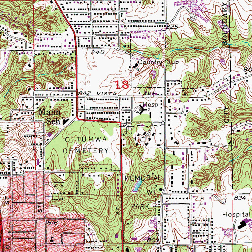 Topographic Map of Hebrew Jewish Cemetery, IA