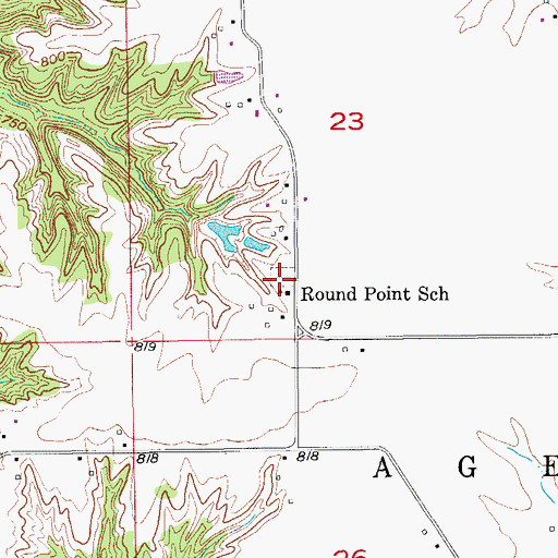 Topographic Map of Round Point Cemetery, IA