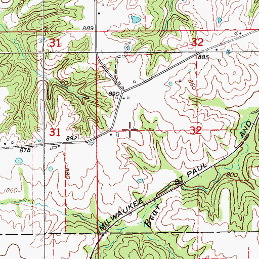 Topographic Map of Towler Cemetery, IA
