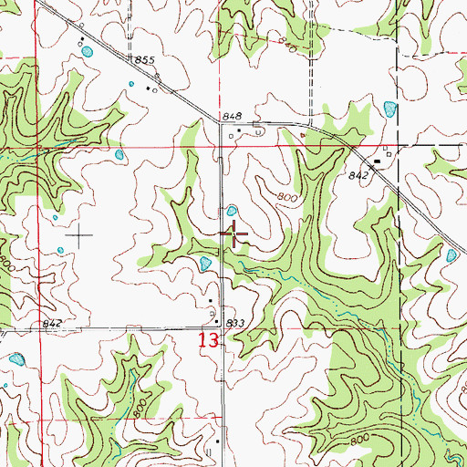 Topographic Map of Bowen Cemetery, IA