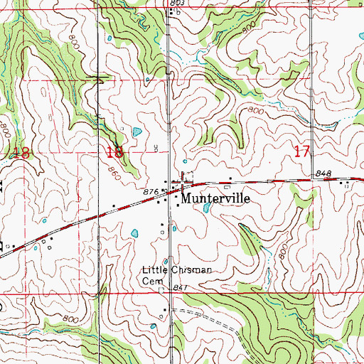 Topographic Map of Munterville Cemetery, IA