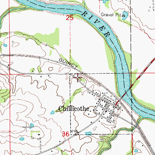 Topographic Map of Chillicothe Cemetery, IA