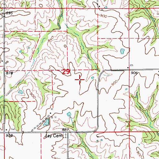 Topographic Map of Abegg Cemetery, IA
