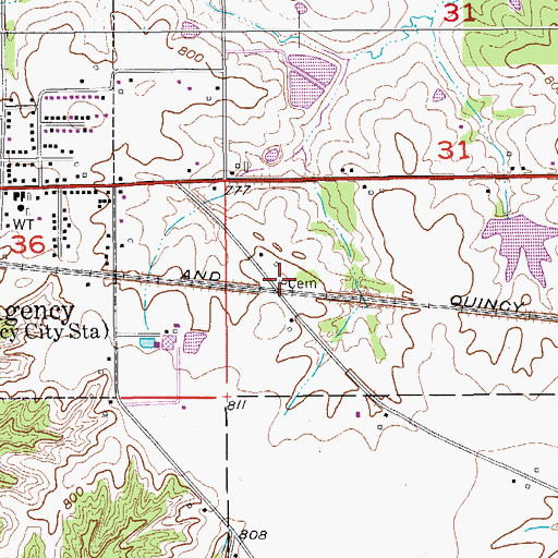 Topographic Map of Chief Wapello Cemetery, IA