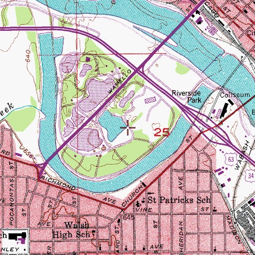 Topographic Map of Greater Ottumwa Park, IA