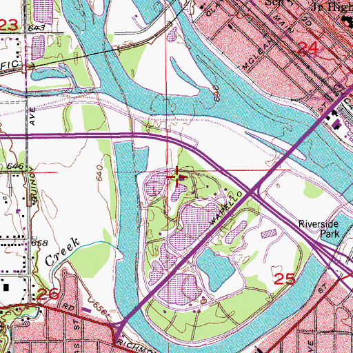 Topographic Map of War Memorial Park, IA