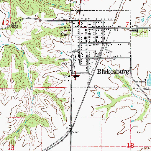 Topographic Map of Blakesburg Elementary School, IA