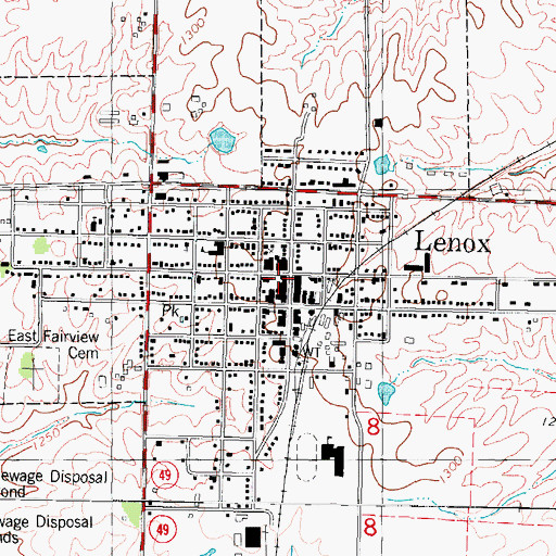Topographic Map of Lenox Medical Clinic, IA