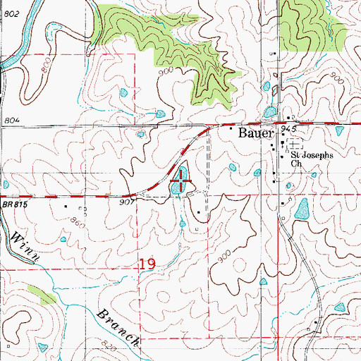Topographic Map of Bauer Park, IA