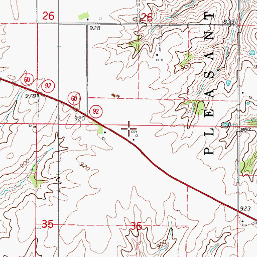 Topographic Map of Weston Post Office (historical), IA