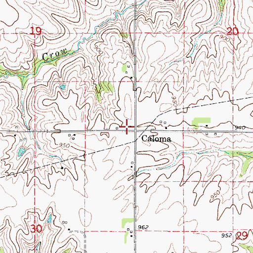 Topographic Map of Caloma Post Office (historical), IA