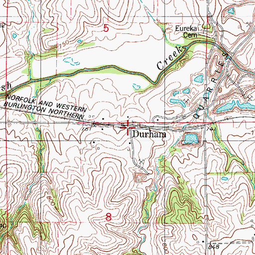 Topographic Map of Durham Post Office (historical), IA