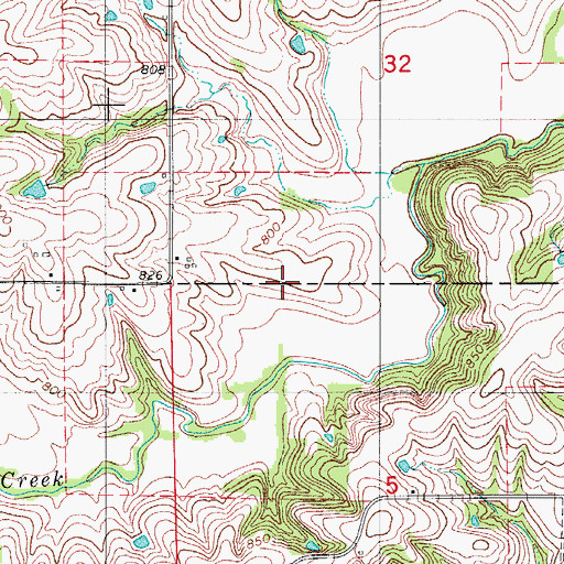 Topographic Map of Cooper Springs Post Office (historical), IA