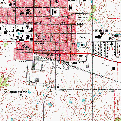 Topographic Map of Pella, IA