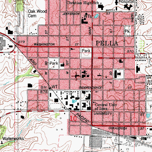 Topographic Map of First Reformed Church, IA
