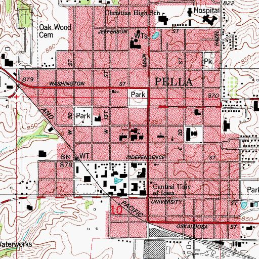 Topographic Map of Second Reformed Church, IA