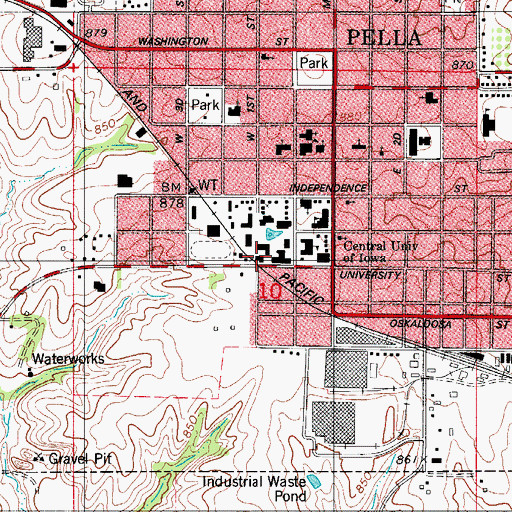 Topographic Map of Physical Plant Center, IA