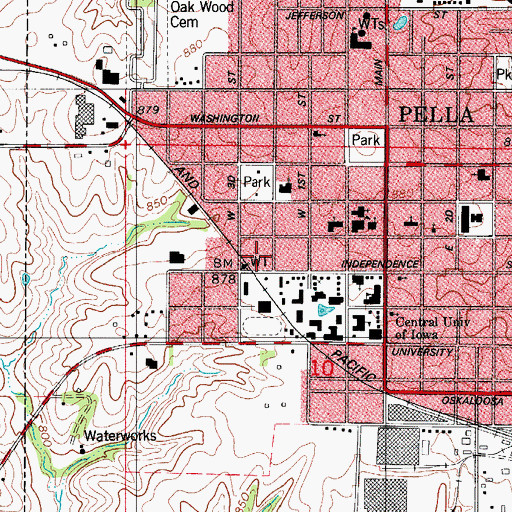 Topographic Map of P H Kuyper Gymnasium, IA