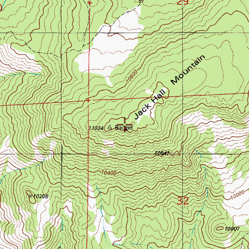 Topographic Map of Jack Hall Mountain, CO
