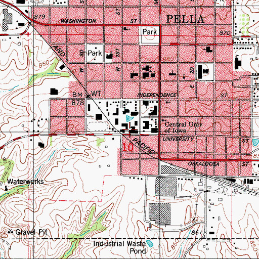 Topographic Map of Graham Hall, IA