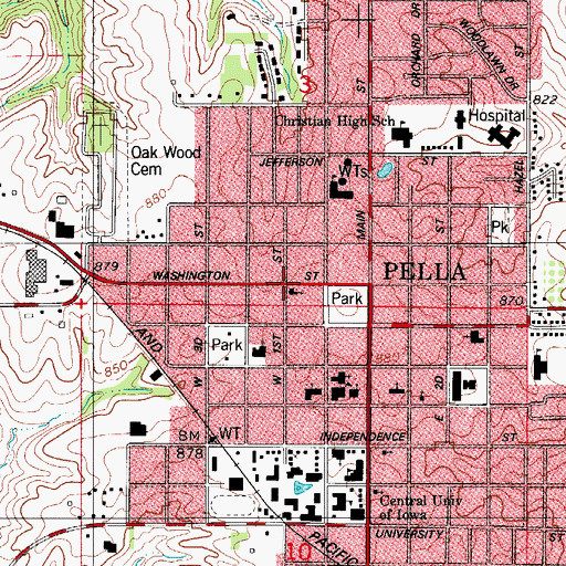 Topographic Map of Open Bible Church, IA
