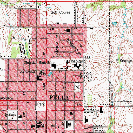 Topographic Map of Pella Surgical Associates Center, IA