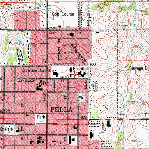 Topographic Map of Hilltop Manor, IA