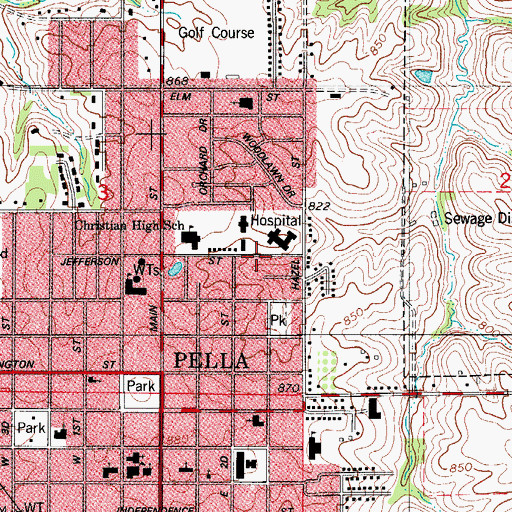 Topographic Map of Hilltop Manor South, IA