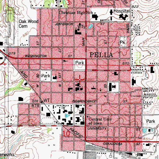 Topographic Map of Pella Family Chiropractic Clinic, IA