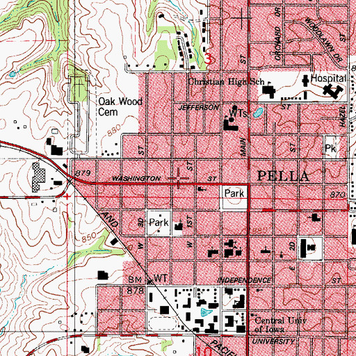 Topographic Map of Pella Foot and Ankle Clinic, IA