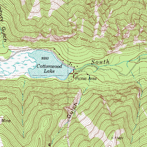 Topographic Map of Cottonwood Lake Picnic Ground, CO