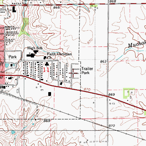 Topographic Map of Sunrise Mobile Home Park, IA